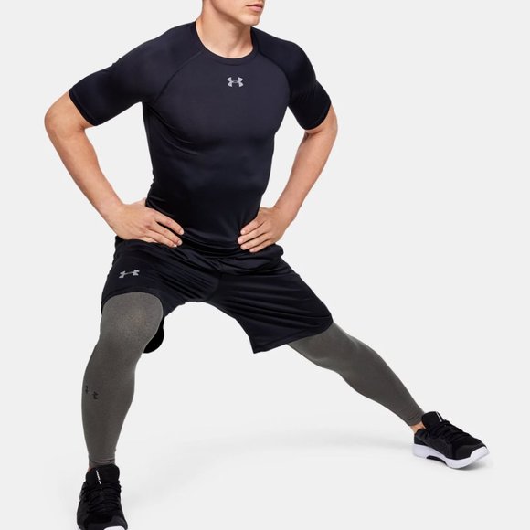 Under Armour Men's Heatgear Compression Armour Leggings Carbon Gray Large - Picture 4 of 7